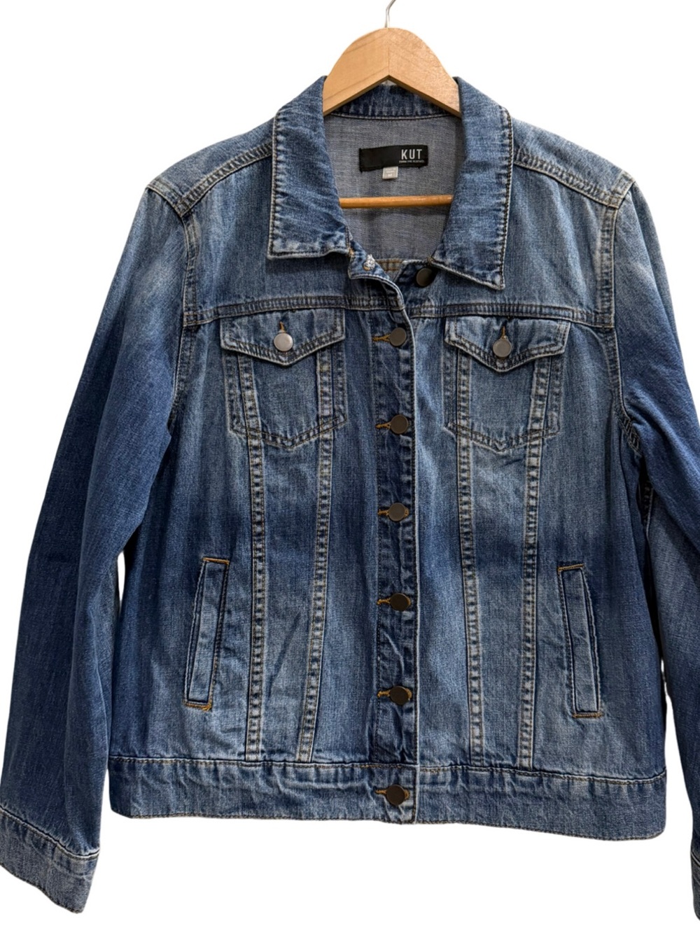 KUT From the Kloth Classic Denim Trucker Jacket Medium Wash Size M KJ0062M - Picture 2 of 11